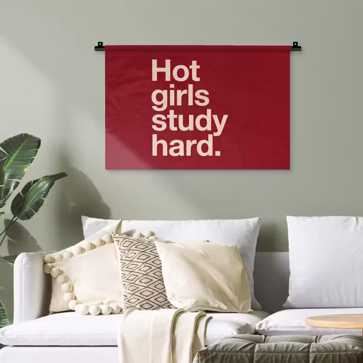 Tekst - Studie - Motivatie - Modern - Rood Wandkleed katoen klein -sfeer7