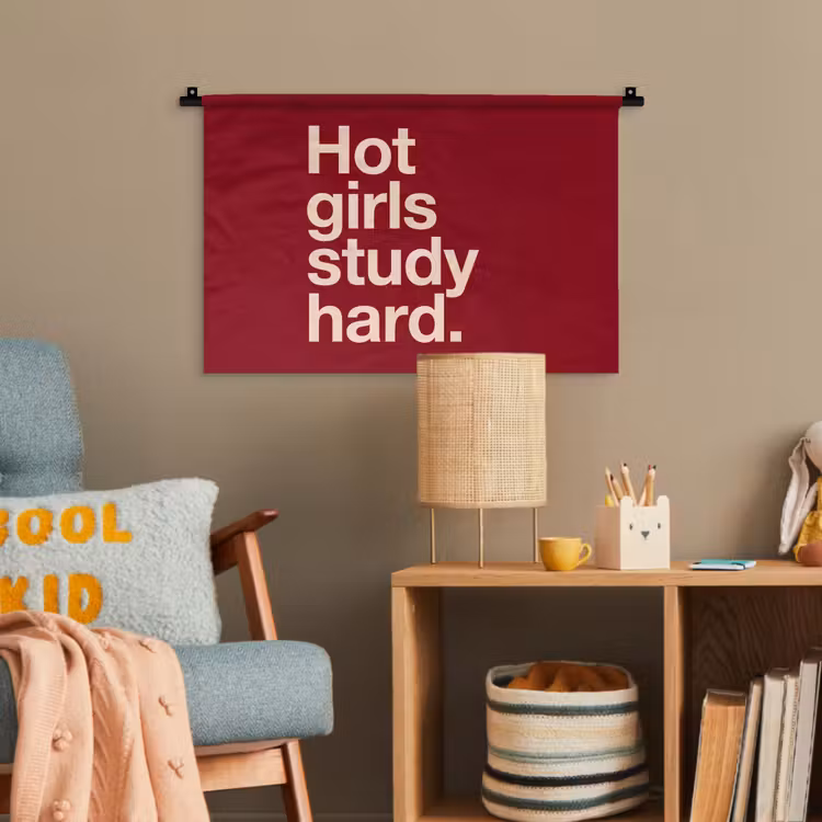 Tekst - Studie - Motivatie - Modern - Rood Wandkleed katoen klein -wsfeer4_kind