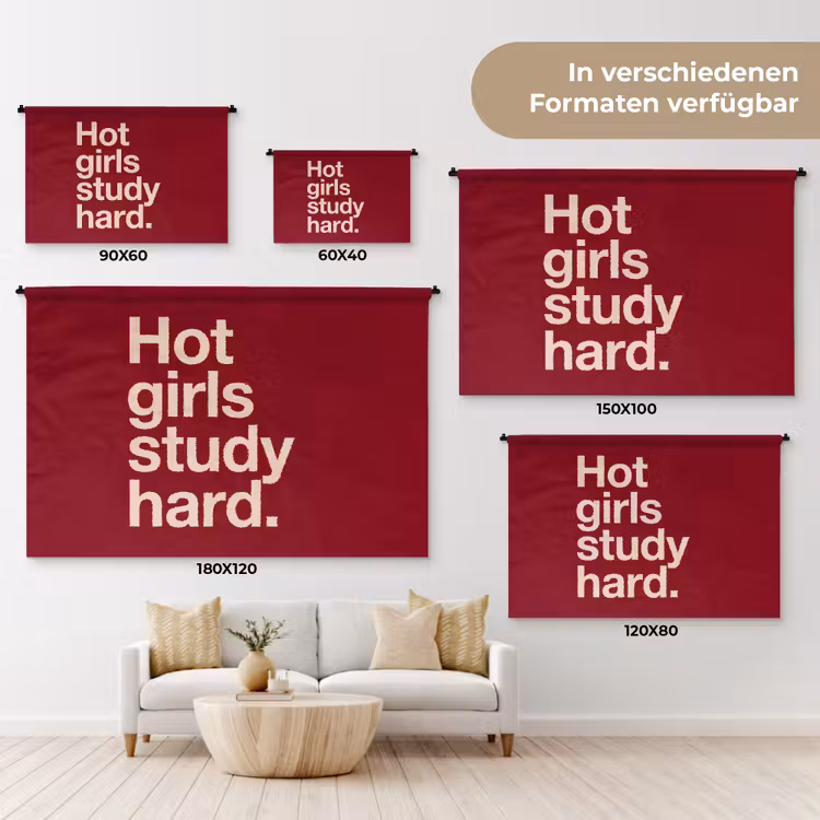 Tekst - Studie - Motivatie - Modern - Rood Wandkleed katoen klein -tsfeer8_DE
