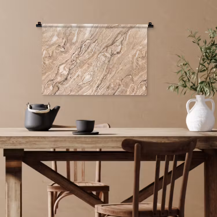 Textuur - Aders - Abstract - Modern - Beige Wandkleed katoen klein -sfeer6