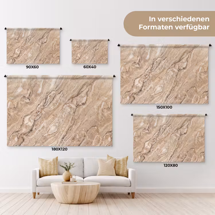 Textuur - Aders - Abstract - Modern - Beige Wandkleed katoen klein -tsfeer8_DE