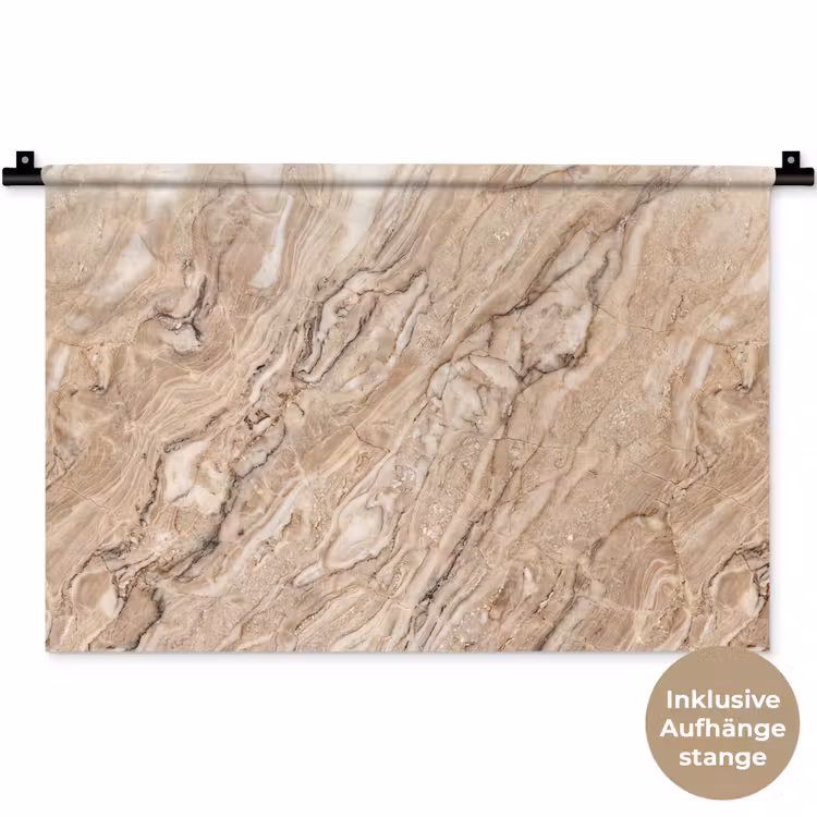 Textuur - Aders - Abstract - Modern - Beige Wandkleed katoen klein -t3d_DE