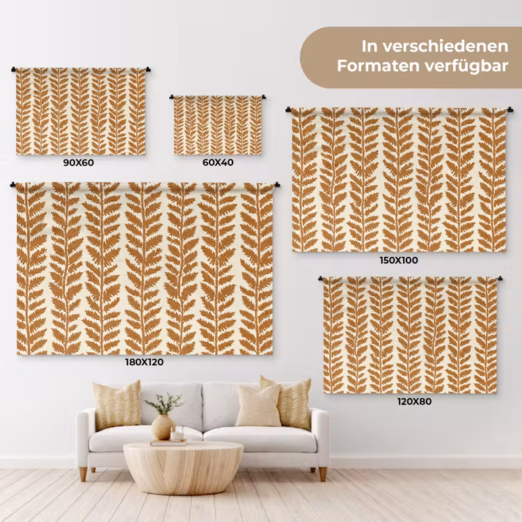 Textuur - Bladeren - Oker Wandkleed katoen klein 269 -tsfeer8_DE