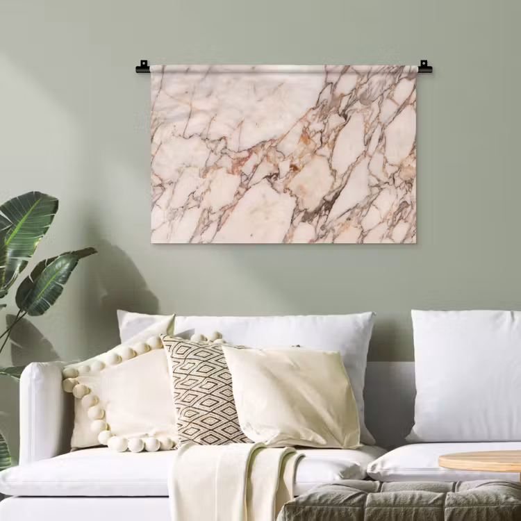 Textuur - Gesteente - Aderen - Abstract - Wit Wandkleed katoen klein -sfeer7