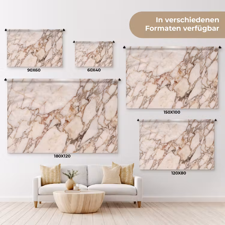 Textuur - Gesteente - Aderen - Abstract - Wit Wandkleed katoen klein -tsfeer8_DE