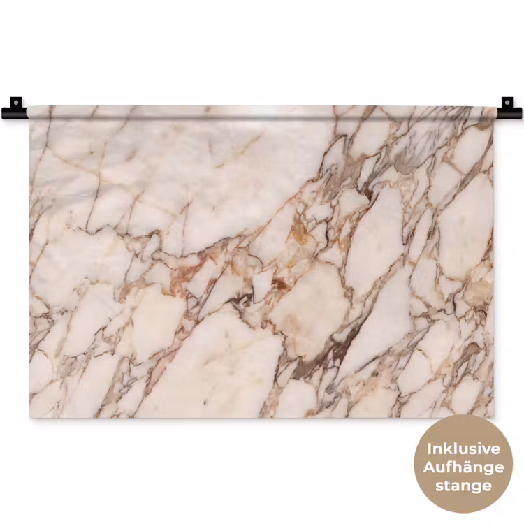 Textuur - Gesteente - Aderen - Abstract - Wit Wandkleed katoen klein -t3d_DE