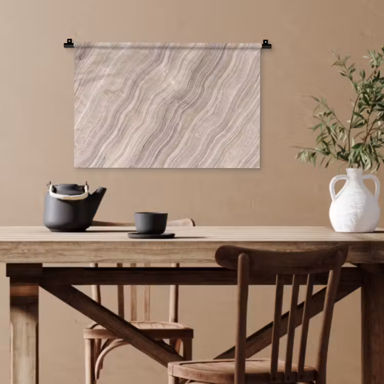 Textuur - Golvend - Abstract - Modern - Beige Wandkleed katoen klein -sfeer6