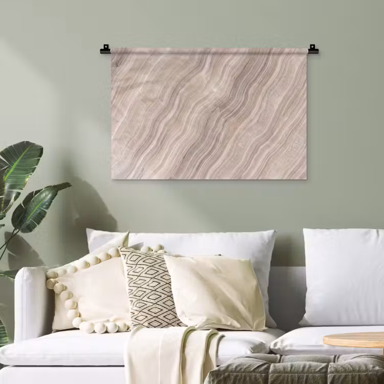 Textuur - Golvend - Abstract - Modern - Beige Wandkleed katoen klein -sfeer7