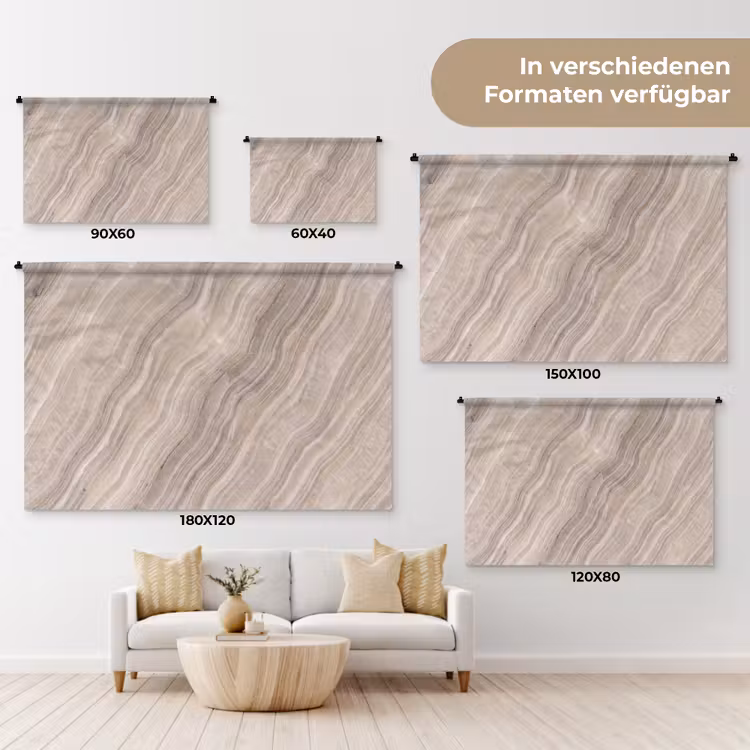 Textuur - Golvend - Abstract - Modern - Beige Wandkleed katoen klein -tsfeer8_DE