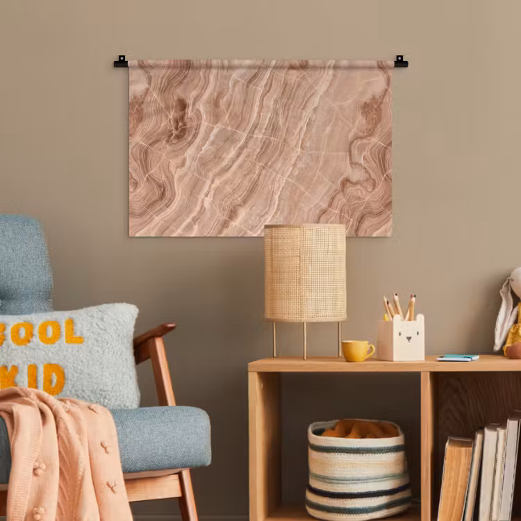 Textuur - Golvend - Abstract - Warm - Bruin Wandkleed katoen klein -wsfeer4_kind