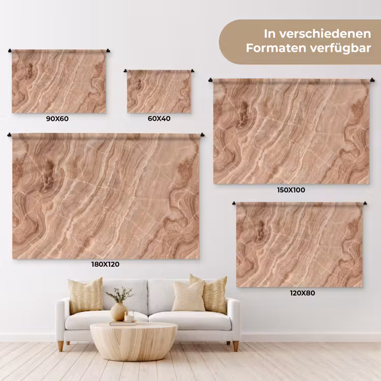 Textuur - Golvend - Abstract - Warm - Bruin Wandkleed katoen klein -tsfeer8_DE