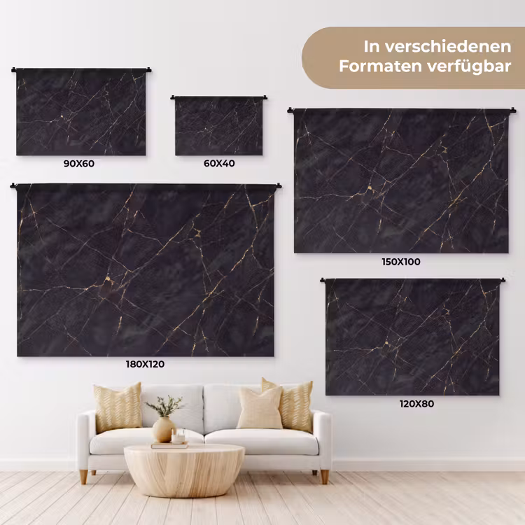 Textuur - Gouden lijnen - Abstract - Modern - Zwart Wandkleed katoen klein -tsfeer8_DE