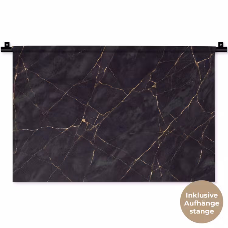Textuur - Gouden lijnen - Abstract - Modern - Zwart Wandkleed katoen klein -t3d_DE