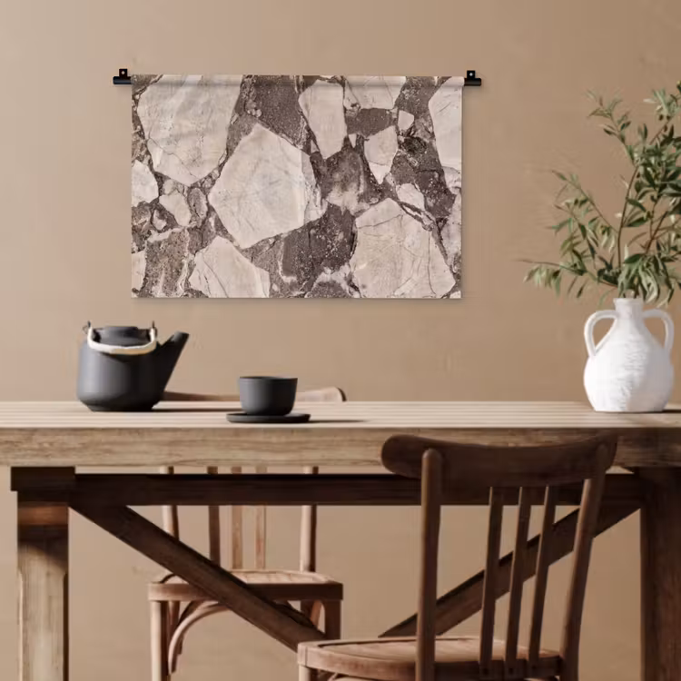 Textuur - Marmer - Abstract - Beige - Bruin Wandkleed katoen klein -sfeer6