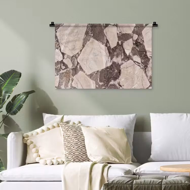 Textuur - Marmer - Abstract - Beige - Bruin Wandkleed katoen klein -sfeer7