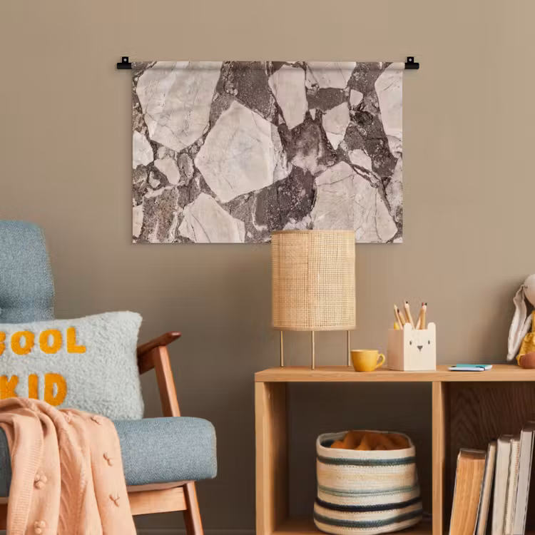Textuur - Marmer - Abstract - Beige - Bruin Wandkleed katoen klein -wsfeer4_kind