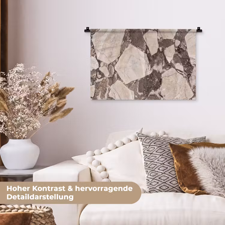 Textuur - Marmer - Abstract - Beige - Bruin Wandkleed katoen klein -tsfeer1_DE