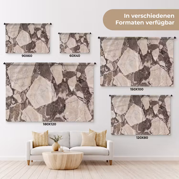 Textuur - Marmer - Abstract - Beige - Bruin Wandkleed katoen klein -tsfeer8_DE