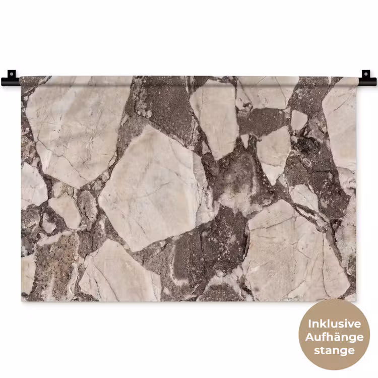 Textuur - Marmer - Abstract - Beige - Bruin Wandkleed katoen klein -t3d_DE