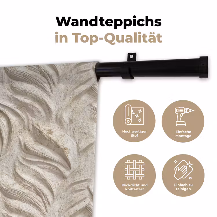 Textuur - Reliëf - Beige Wandkleed katoen klein 269 -tsfeer2_DE