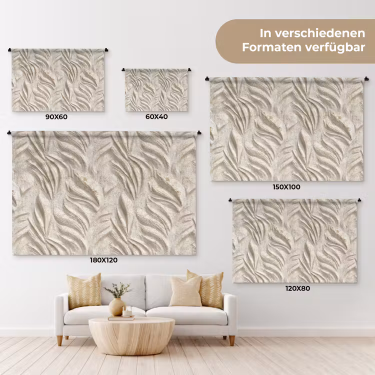 Textuur - Reliëf - Beige Wandkleed katoen klein 269 -tsfeer8_DE