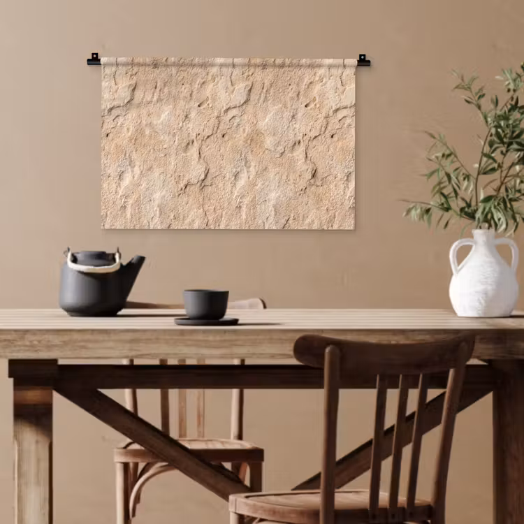 Textuur - Steen - Natuur - Beige Wandkleed katoen klein -sfeer6