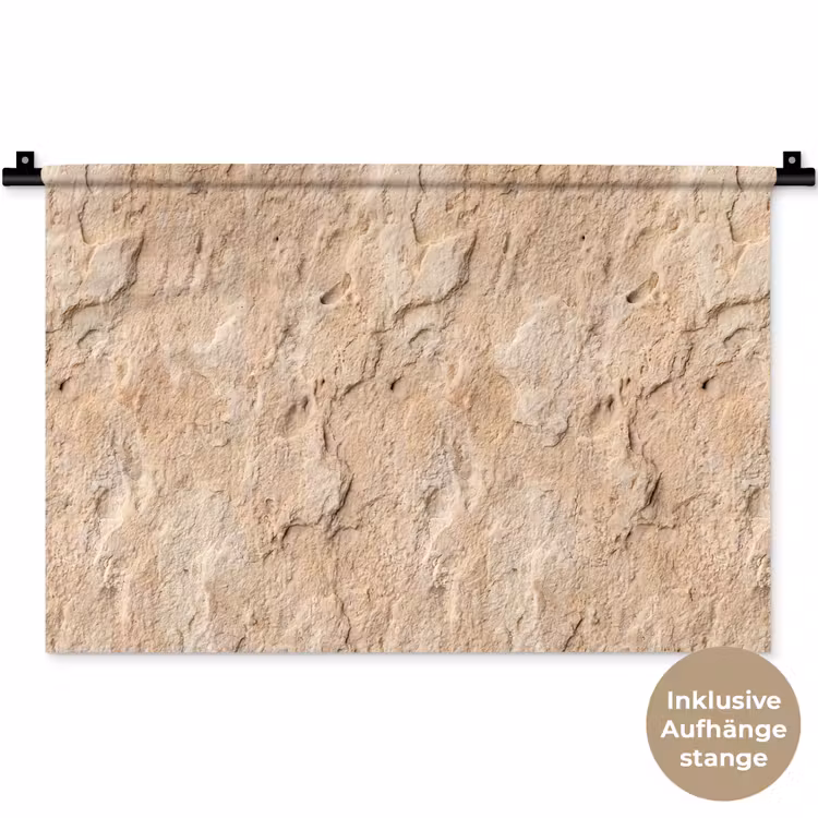 Textuur - Steen - Natuur - Beige Wandkleed katoen klein -t3d_DE