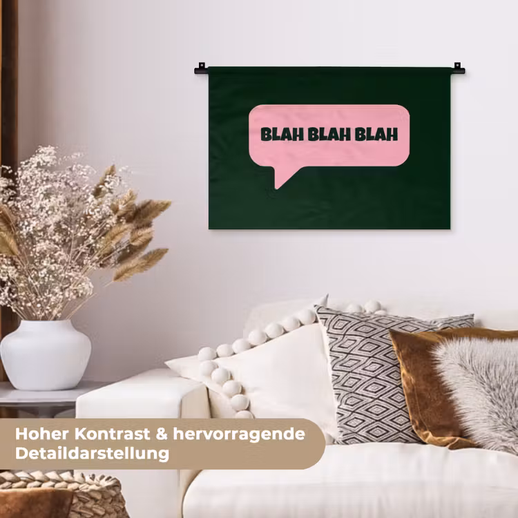 Tekstwolk - BLAH BLAH BLAH - Roze Wandkleed katoen klein -tsfeer1_DE