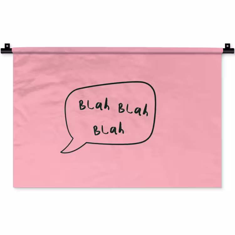 Tekstwolkje - BLAH BLAH BLAH - Roze Wandkleed katoen klein -zz3d