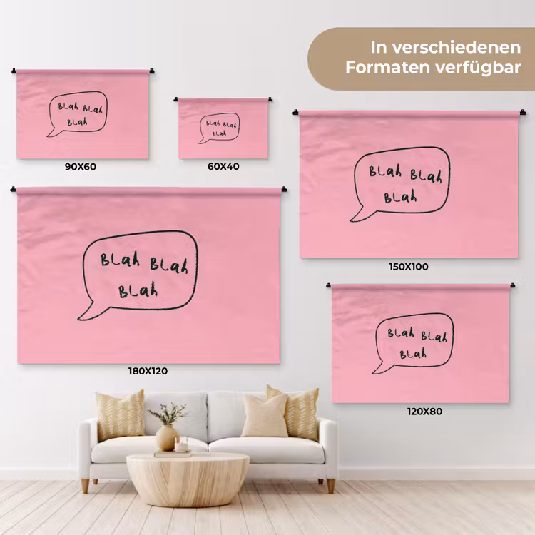 Tekstwolkje - BLAH BLAH BLAH - Roze Wandkleed katoen klein -tsfeer8_DE