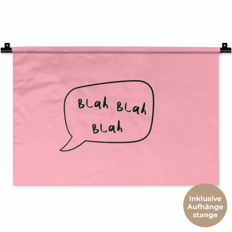 Tekstwolkje - BLAH BLAH BLAH - Roze Wandkleed katoen klein -t3d_DE