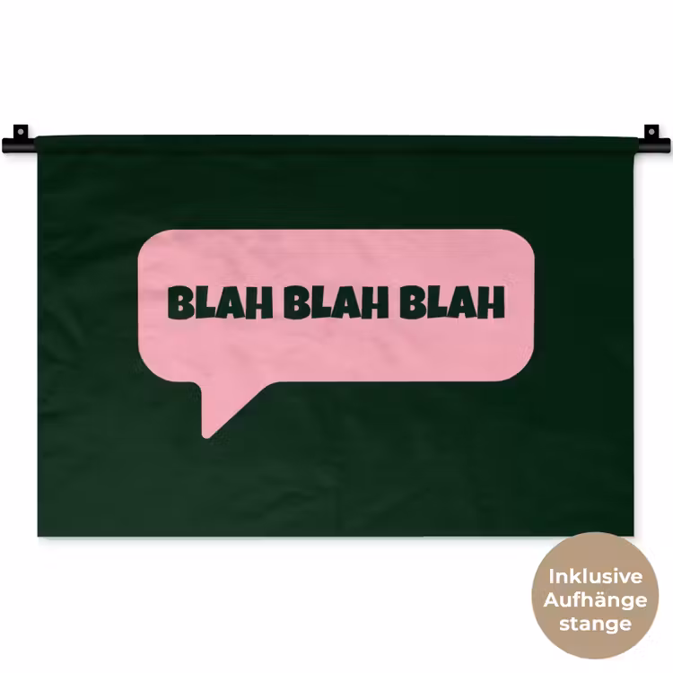 Tekstwolk - BLAH BLAH BLAH - Roze Wandkleed katoen klein -t3d_DE