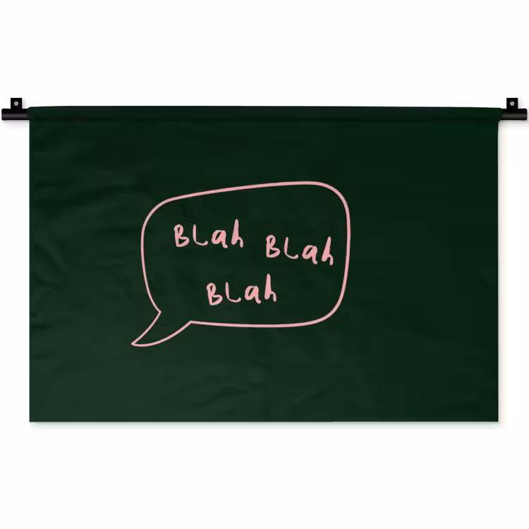 Tekstwolkje - Donkergroen - BLAH BLAH BLAH Wandkleed katoen klein -zz3d