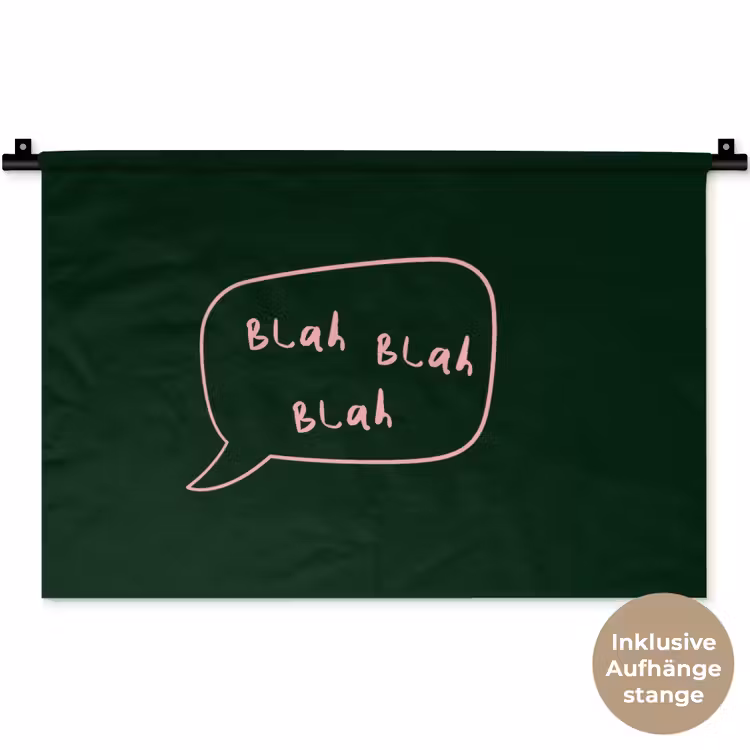 Tekstwolkje - Donkergroen - BLAH BLAH BLAH Wandkleed katoen klein -t3d_DE