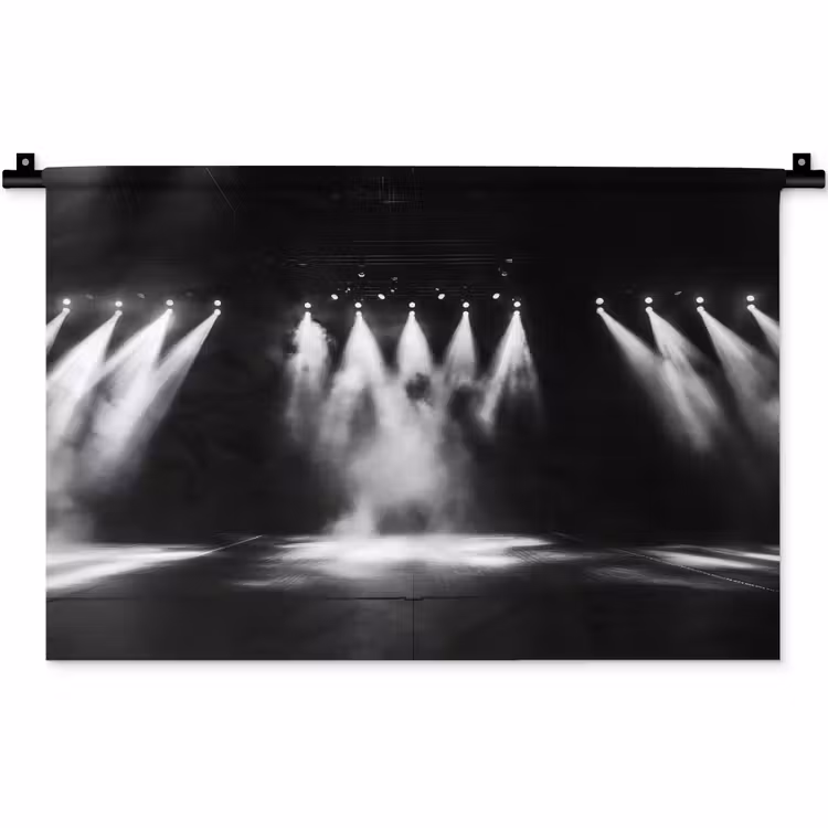 Theaterzaal - Mist - Spotlights - Zwart Wandkleed katoen klein -zz3d