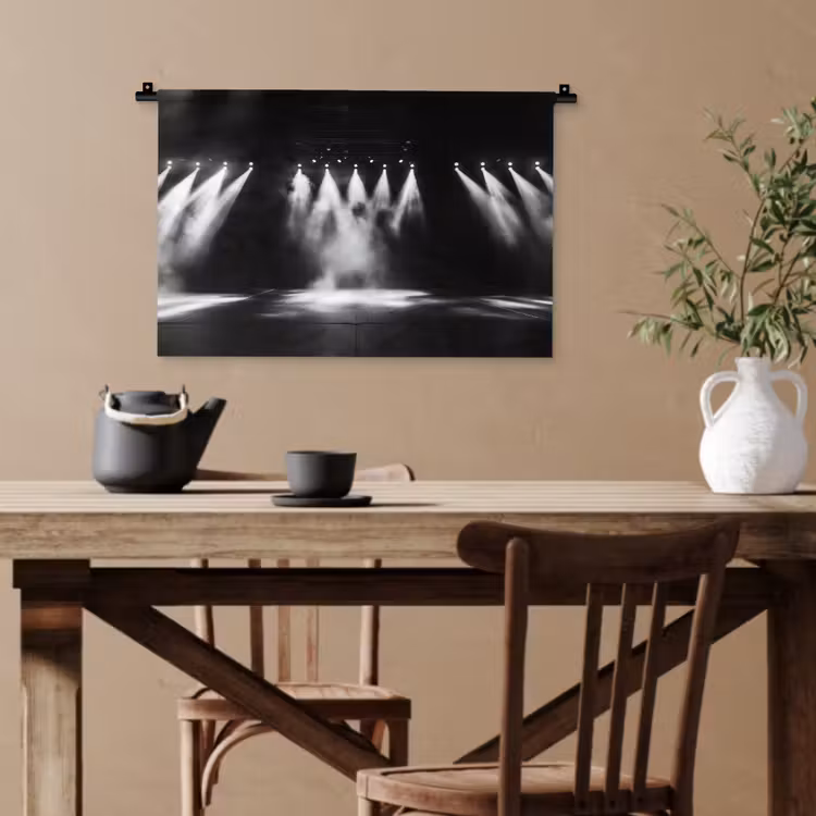Theaterzaal - Mist - Spotlights - Zwart Wandkleed katoen klein -sfeer6