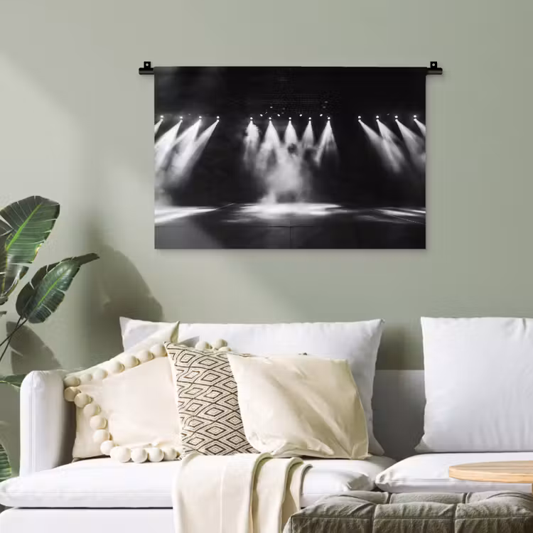 Theaterzaal - Mist - Spotlights - Zwart Wandkleed katoen klein -sfeer7