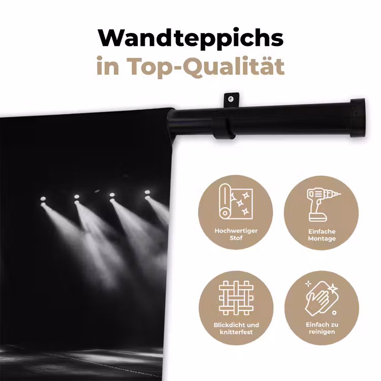Theaterzaal - Mist - Spotlights - Zwart Wandkleed katoen klein -tsfeer2_DE