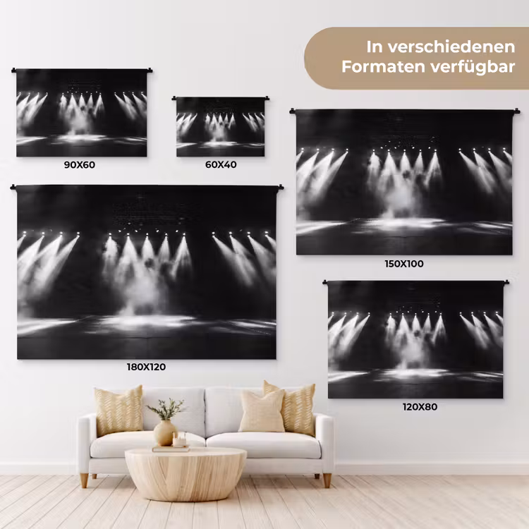 Theaterzaal - Mist - Spotlights - Zwart Wandkleed katoen klein -tsfeer8_DE