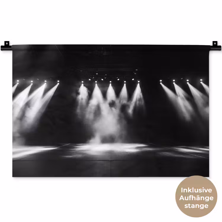 Theaterzaal - Mist - Spotlights - Zwart Wandkleed katoen klein -t3d_DE