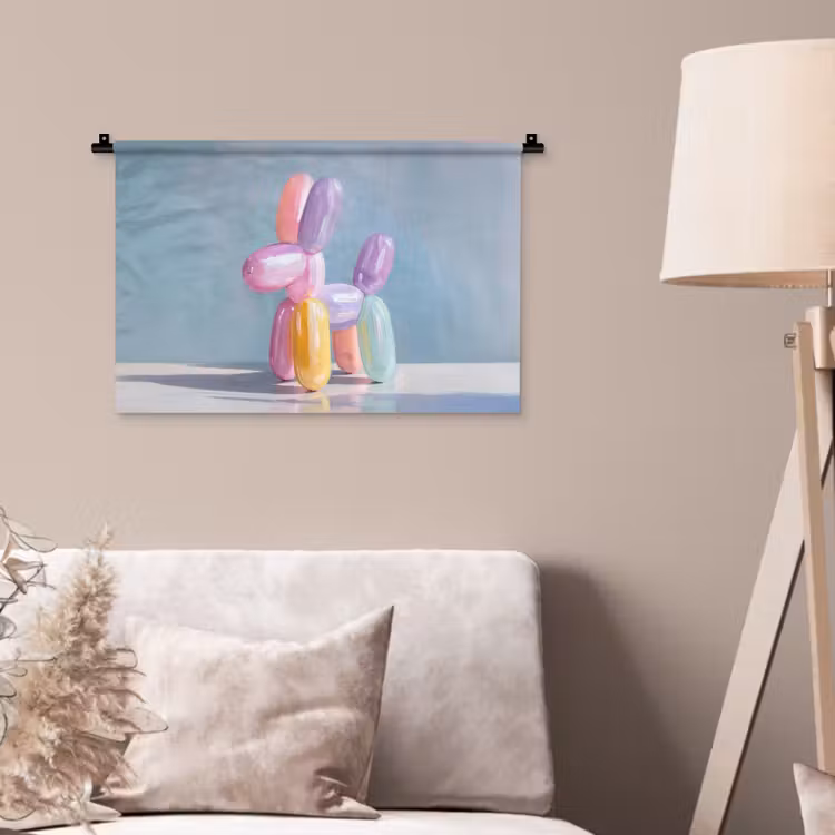 Dier - Ballon - Pasteltinten - Glanzend Wandkleed katoen klein -sfeer4