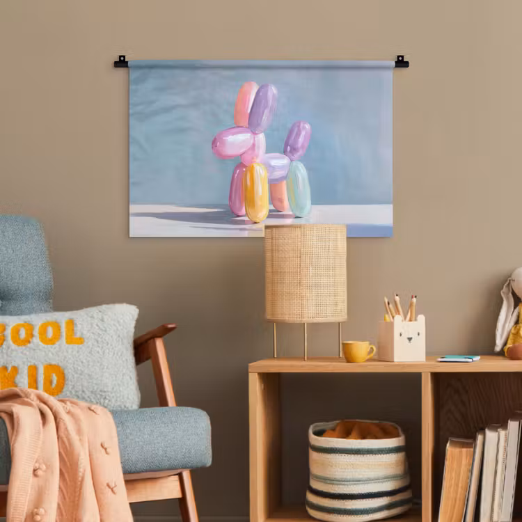 Dier - Ballon - Pasteltinten - Glanzend Wandkleed katoen klein -wsfeer4_kind