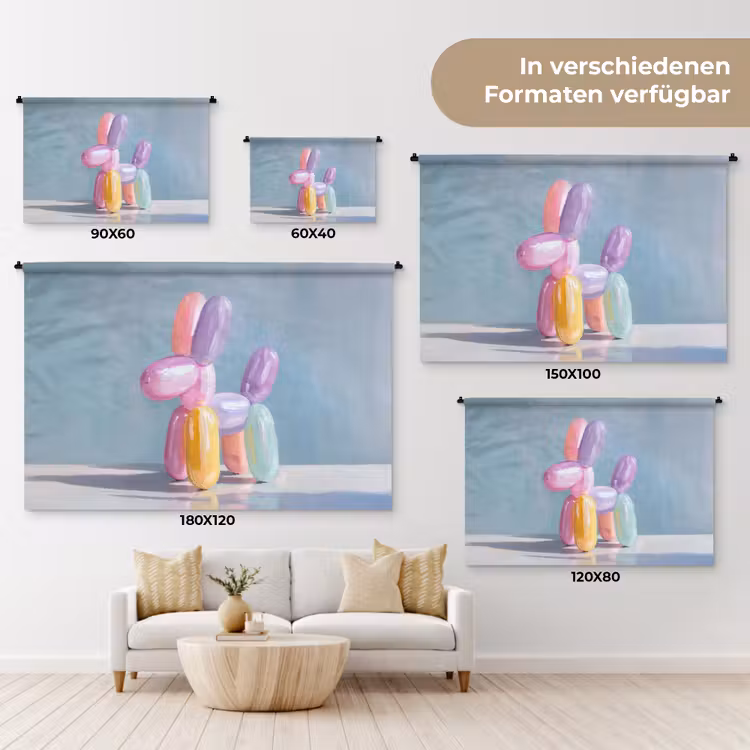 Dier - Ballon - Pasteltinten - Glanzend Wandkleed katoen klein -tsfeer8_DE
