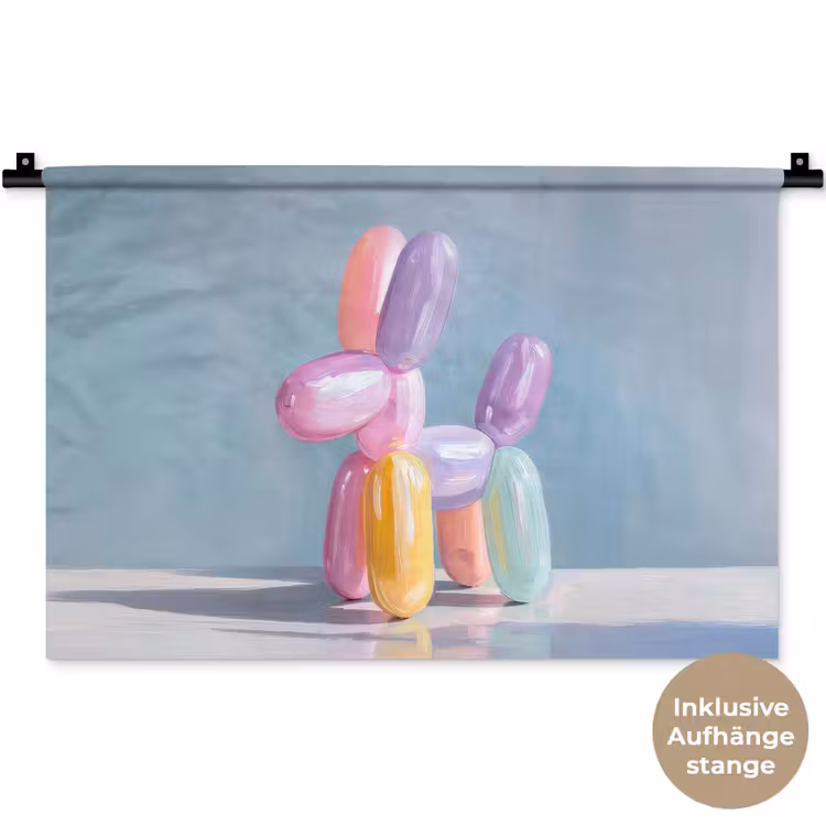 Dier - Ballon - Pasteltinten - Glanzend Wandkleed katoen klein -t3d_DE