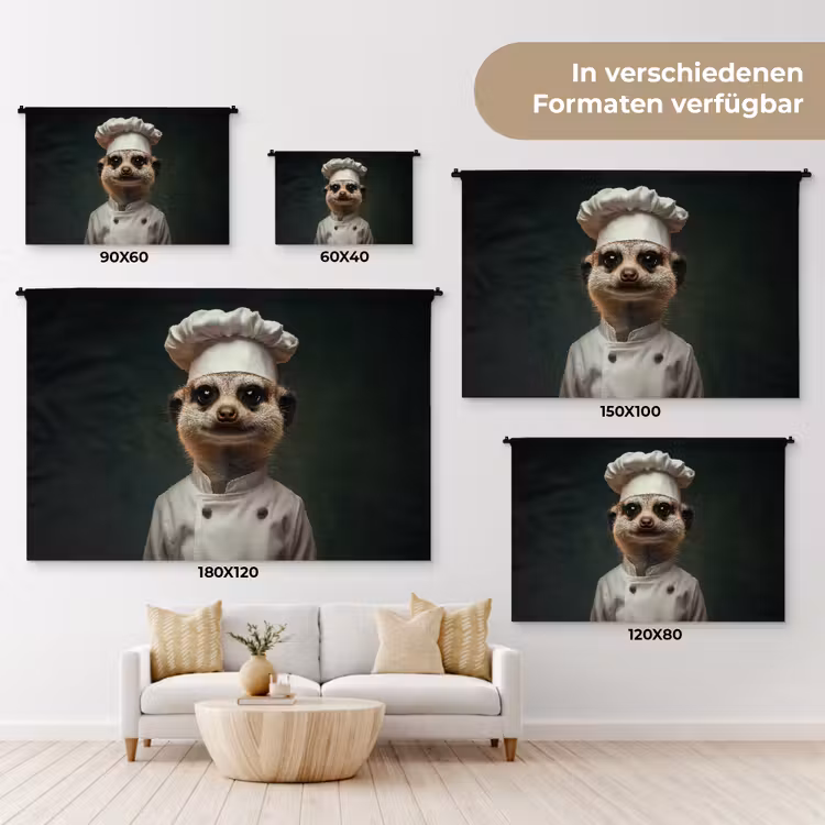 Dier - Kok - Stokstaartje Wandkleed katoen klein -tsfeer8_DE