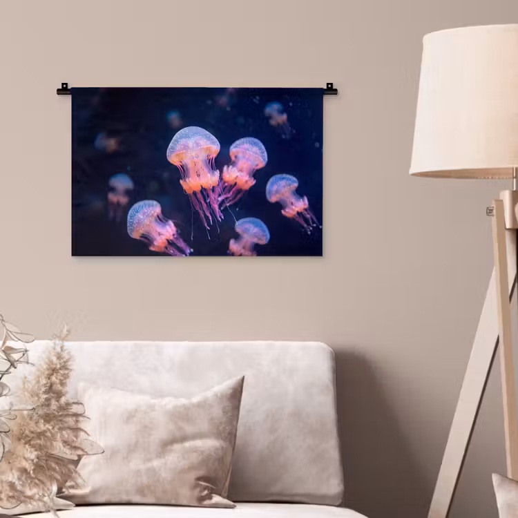 Dier - Onderwater - Natuur - Roze - Mysterieus Wandkleed katoen klein -sfeer4