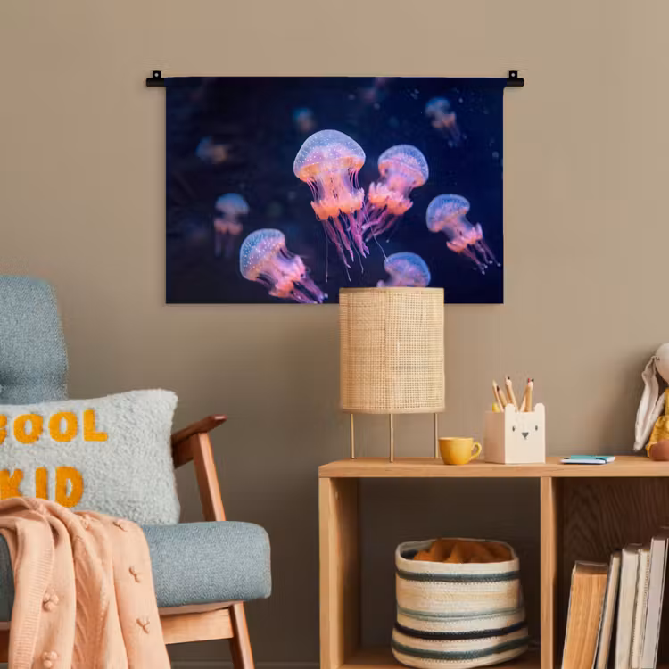 Dier - Onderwater - Natuur - Roze - Mysterieus Wandkleed katoen klein -wsfeer4_kind