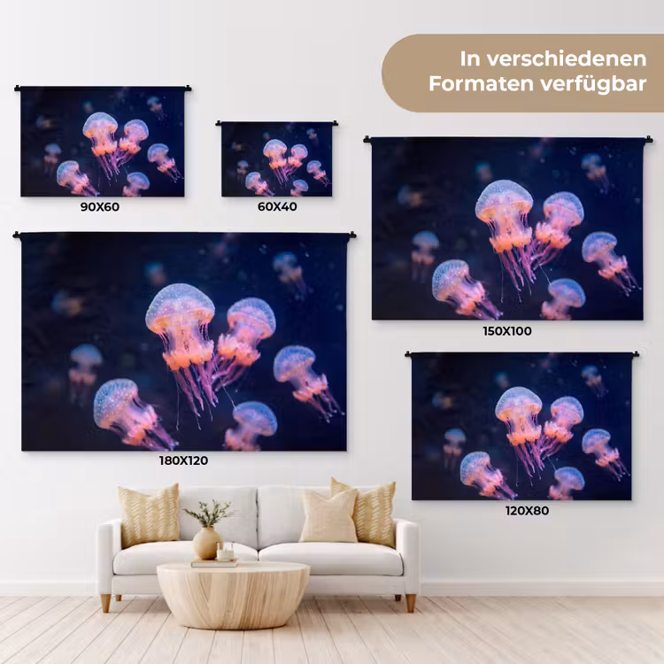 Dier - Onderwater - Natuur - Roze - Mysterieus Wandkleed katoen klein -tsfeer8_DE