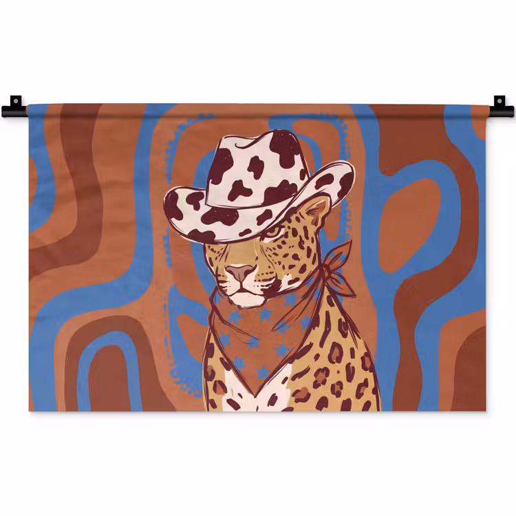 Dieren - Cowboyhoed - Modern - Illustratie - Bruin Wandkleed katoen klein -zz3d