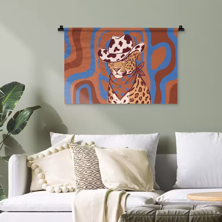 Dieren - Cowboyhoed - Modern - Illustratie - Bruin Wandkleed katoen klein -sfeer7